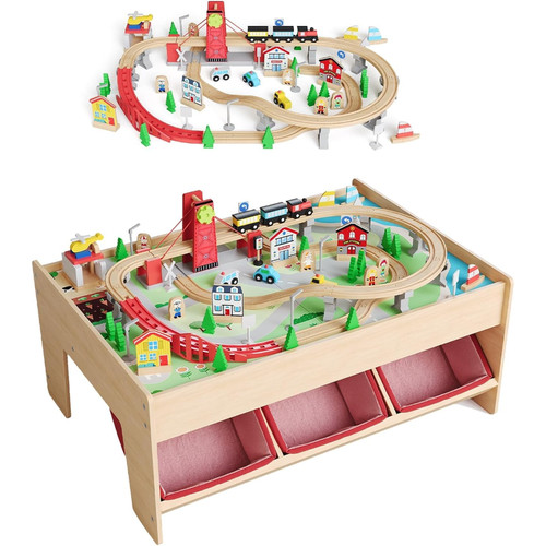 Wooden train table - train,