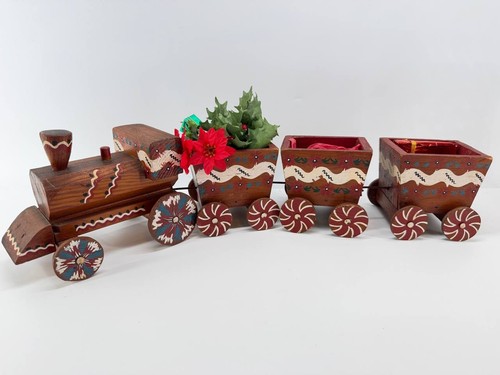 Vintage wooden christmas train - vintage,