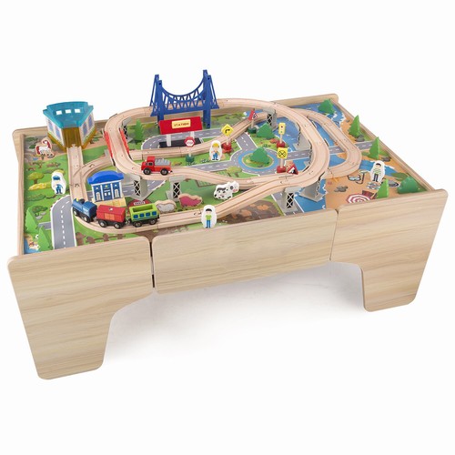 Kids wooden train track - track, pcs