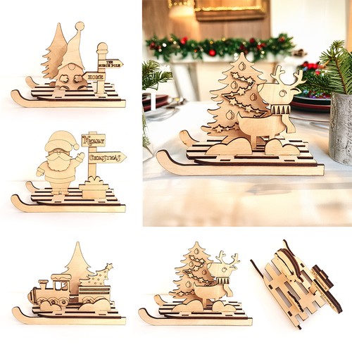 Wooden christmas sledges table - wooden,