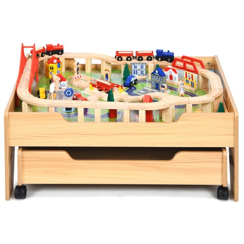 Kids wooden train track - train, table
